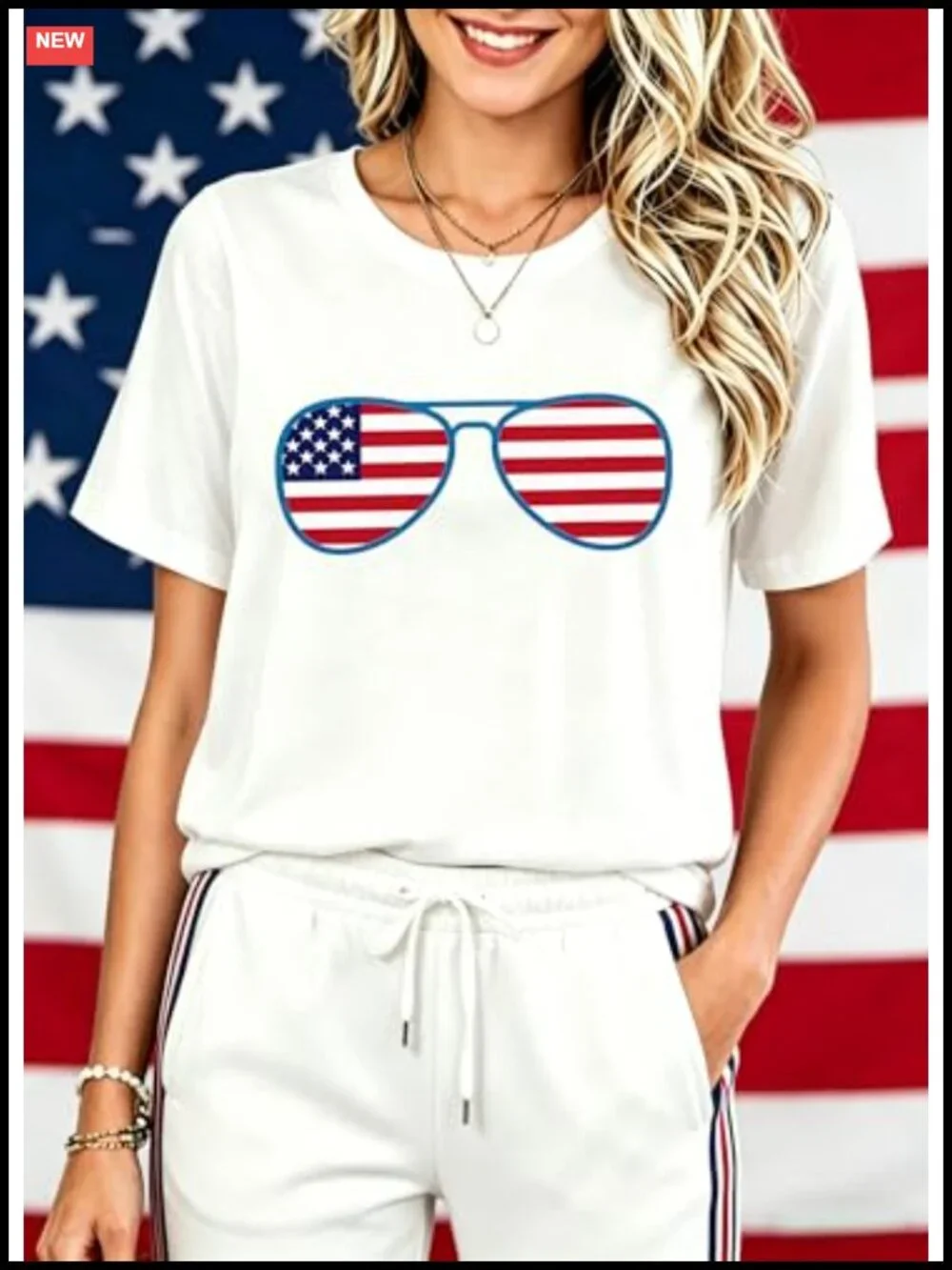 Patriotic USA Graphic Tee Short Sleeve Women's Independence Day Casual Top
